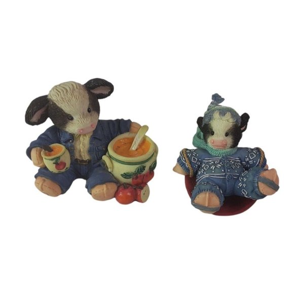 VTG Mary Moo Moo Cow Figurines Set of 2 Having a Moo-velouse Time Enesco… - Picture 1 of 8